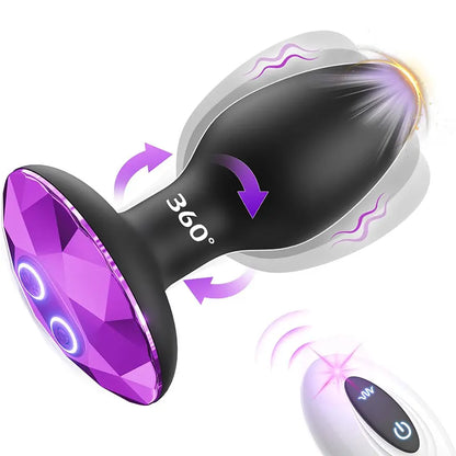 Remote Control Purple Diamond Vibrating Anal Plug