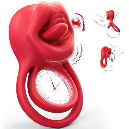 3 In 1 Vibrating Tongue Licking Cock Ring