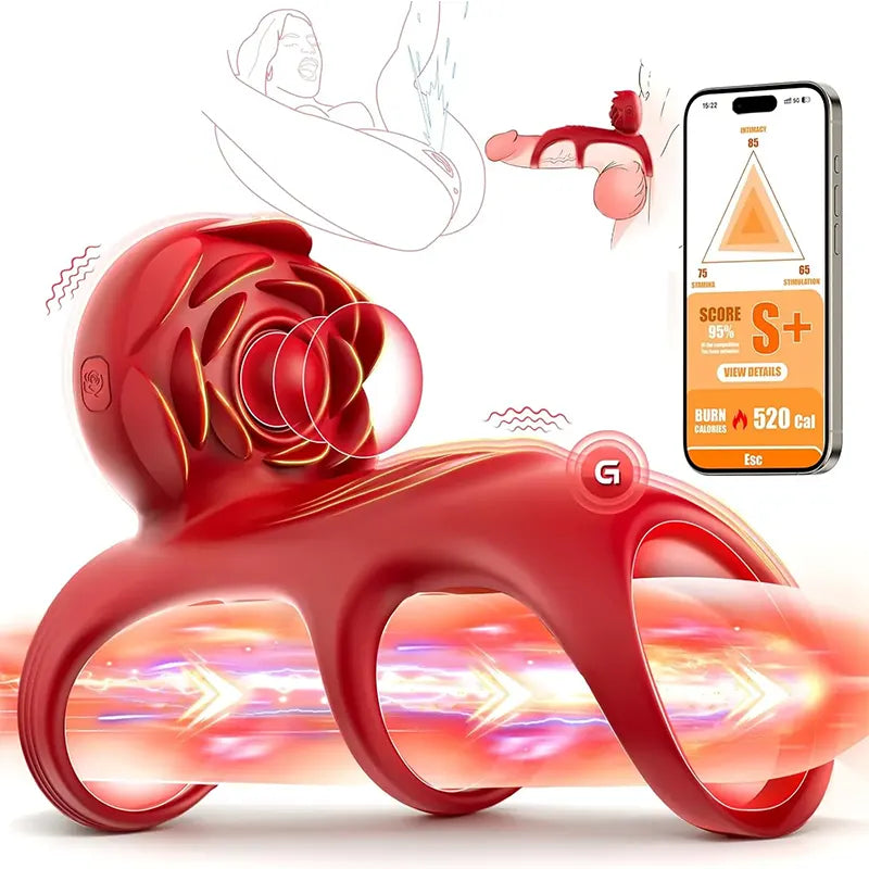 Rose Three Ring App Remote Control Penis Ring