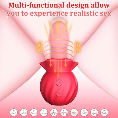 Rose Anal Vagina Retractable Dildo