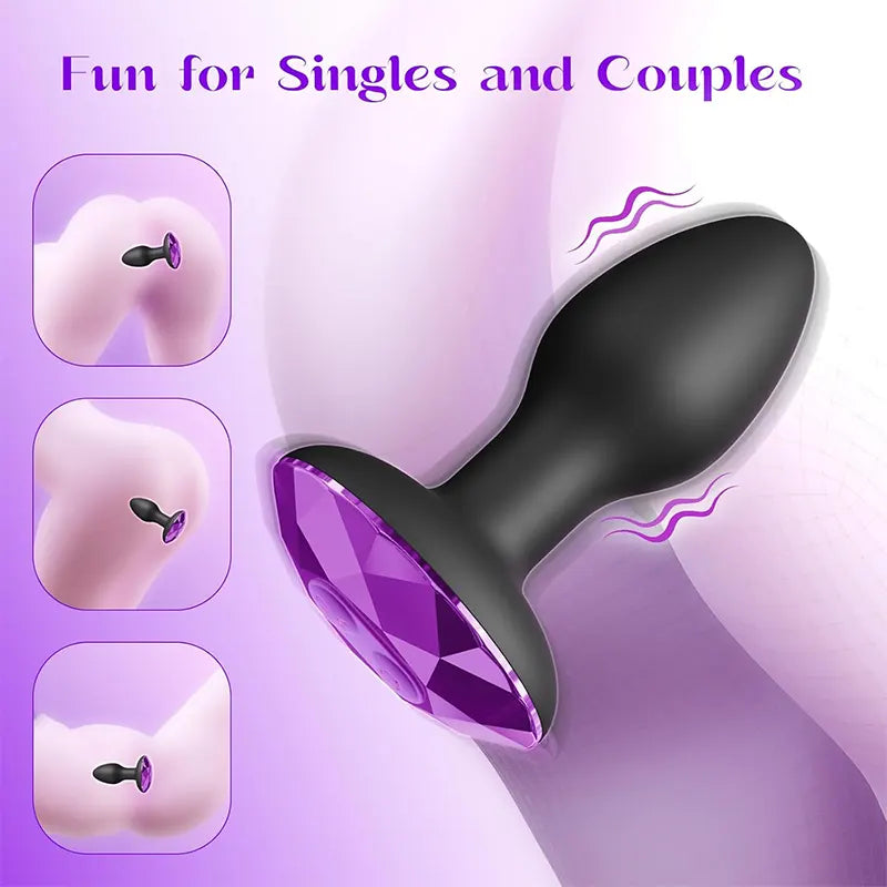 Remote Control Purple Diamond Vibrating Anal Plug
