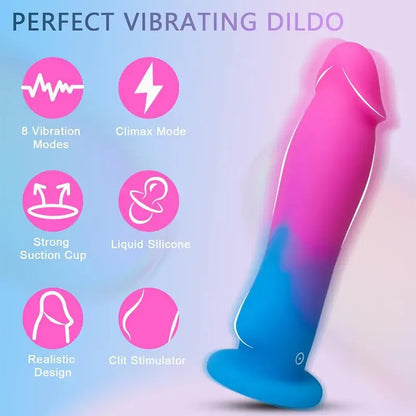 Ombre Bliss Suction Cup Vibrating Dildo