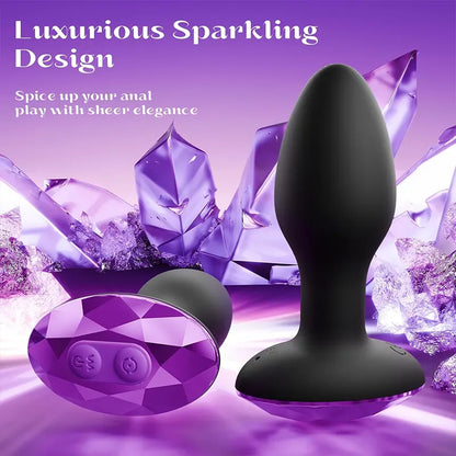 Remote Control Purple Diamond Vibrating Anal Plug