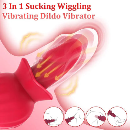 Rose Anal Vagina Retractable Dildo