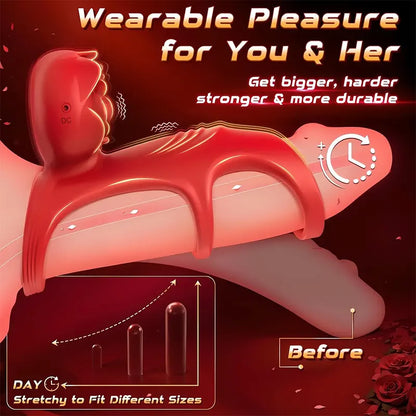 Rose Three Ring App Remote Control Penis Ring