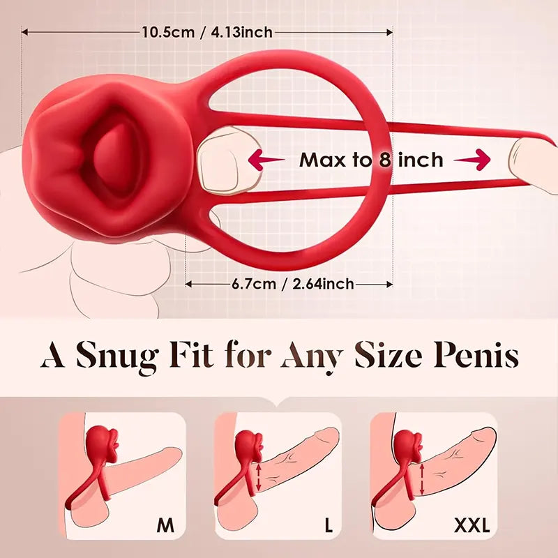 3 In 1 Vibrating Tongue Licking Cock Ring