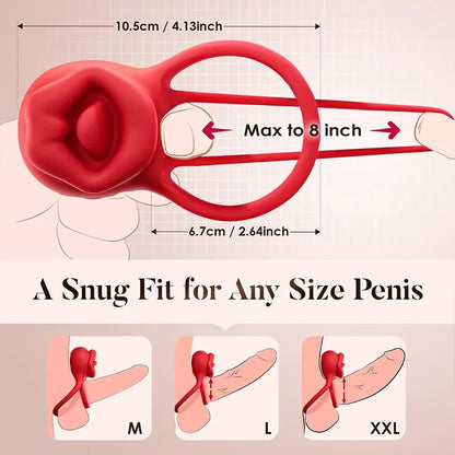 3 In 1 Vibrating Tongue Licking Cock Ring