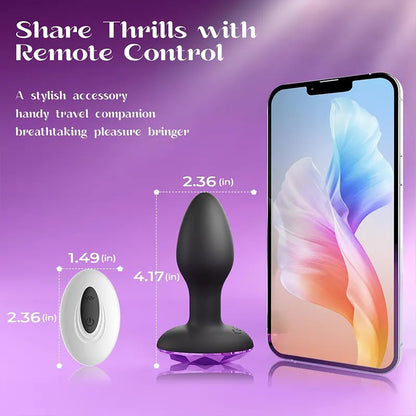 Remote Control Purple Diamond Vibrating Anal Plug