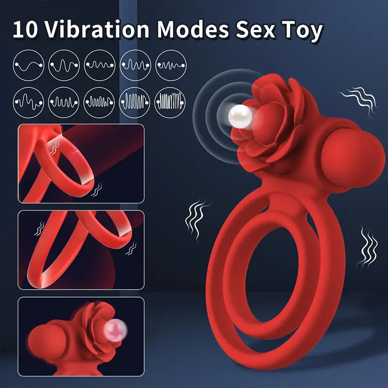 Rose Vibrating Stimulating Penis Ring