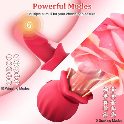 Rose Anal Vagina Retractable Dildo