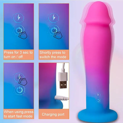 Ombre Bliss Suction Cup Vibrating Dildo
