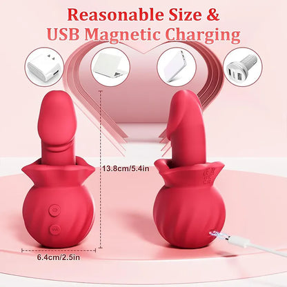 Rose Anal Vagina Retractable Dildo