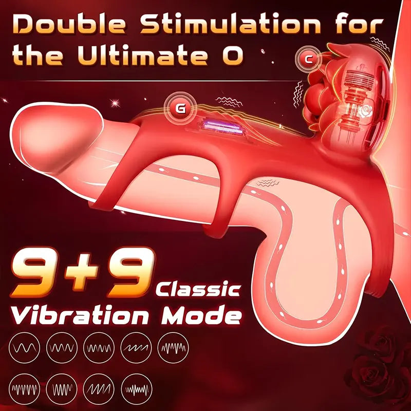 Rose Three Ring App Remote Control Penis Ring