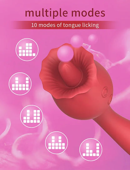 Rose Double Tongue Licking Vibrator ootyemo-d914.myshopify.com