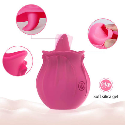 Rose Artificial Tongue Clitoral Vibration Masturbator