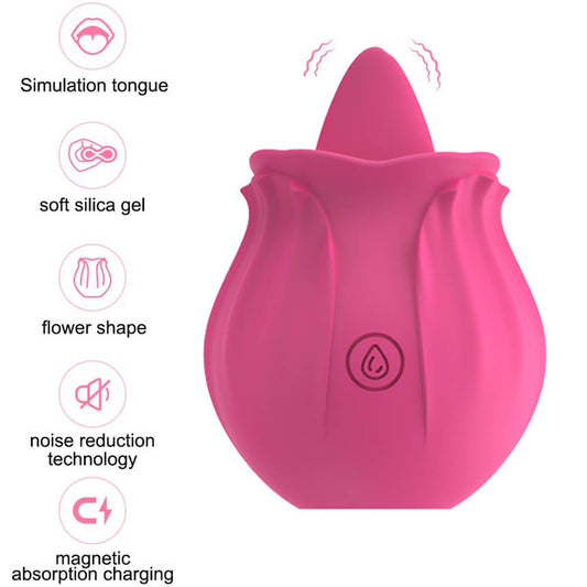 Rose Artificial Tongue Clitoral Vibration Masturbator