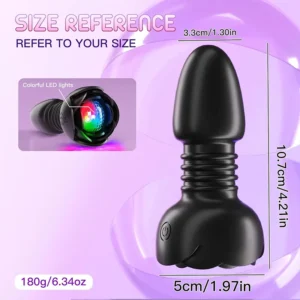 Thrusting & Vibrating Anal Plug – LED & Remote Control
