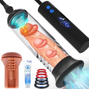 2-in-1 Penis Pump & Masturbator with Sleeve & Rings