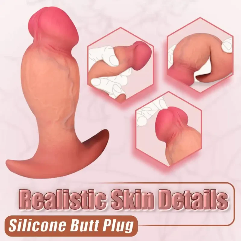 Realistic Big Glans Silicone Butt Plug with Anchor Base