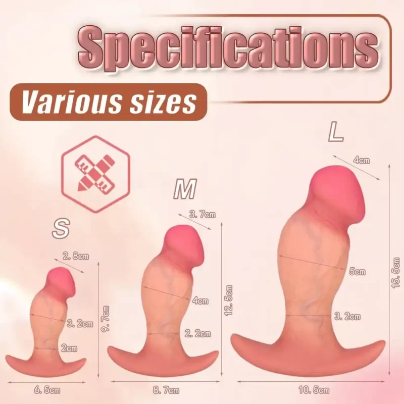 Realistic Big Glans Silicone Butt Plug with Anchor Base